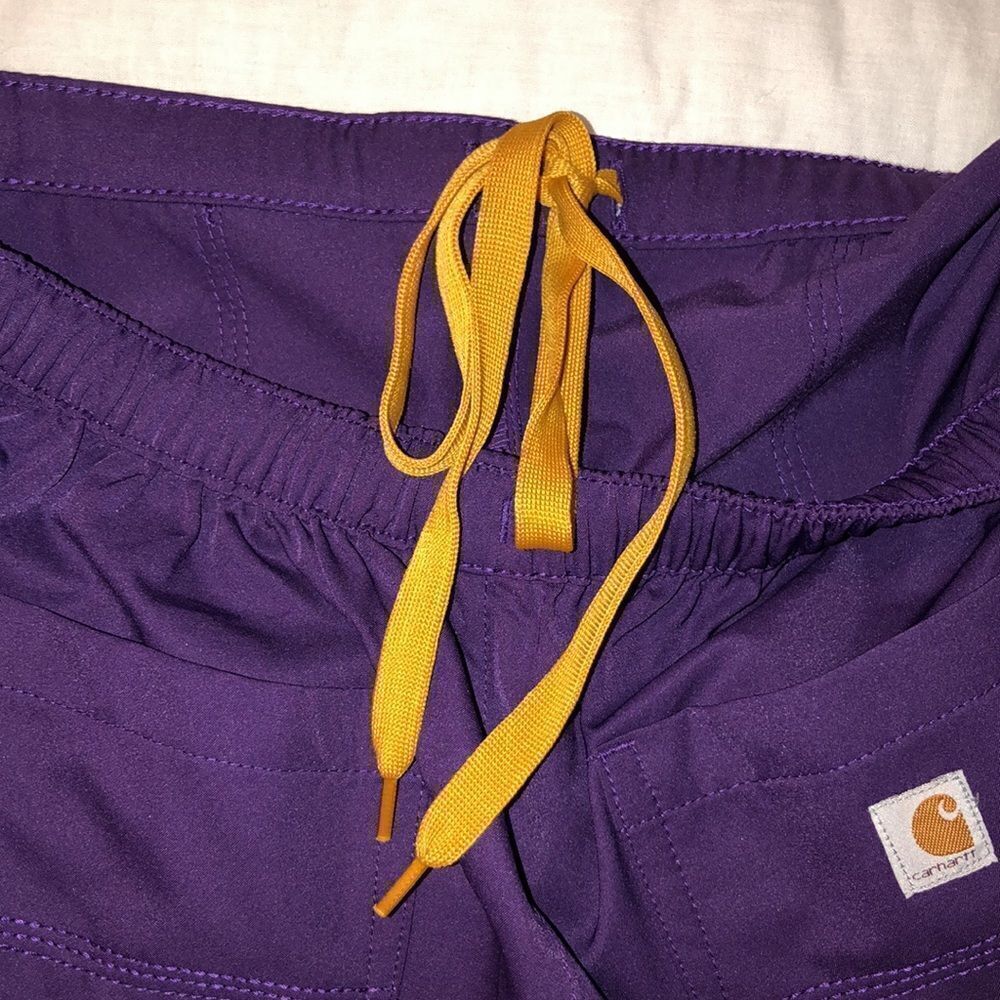 carhartt SP Force Purple Scrub Pants with Six Pockets Gold Drawstrings - Picture 14 of 14